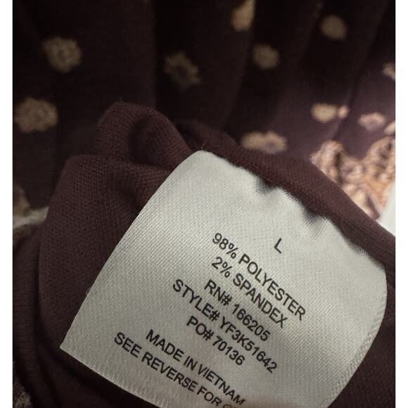 Lucky Brand Maroon Boho Long Sleeve Peasant Dress Tassels Lined Size L - Picture 7 of 7